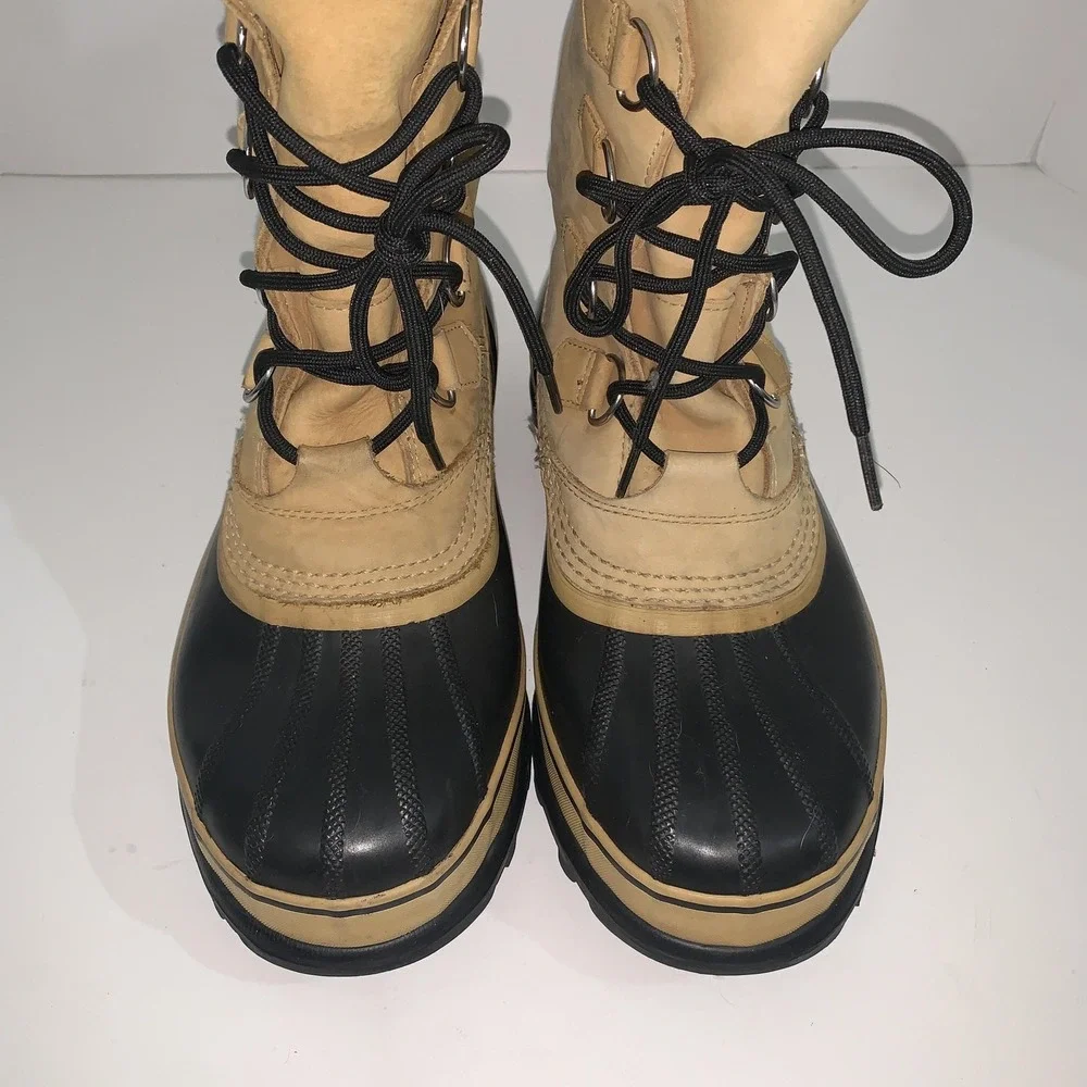Sorel Caribou Boots Mens Size 9 Brown Nubuck Waterproof Snow Lace Up NM1000-281